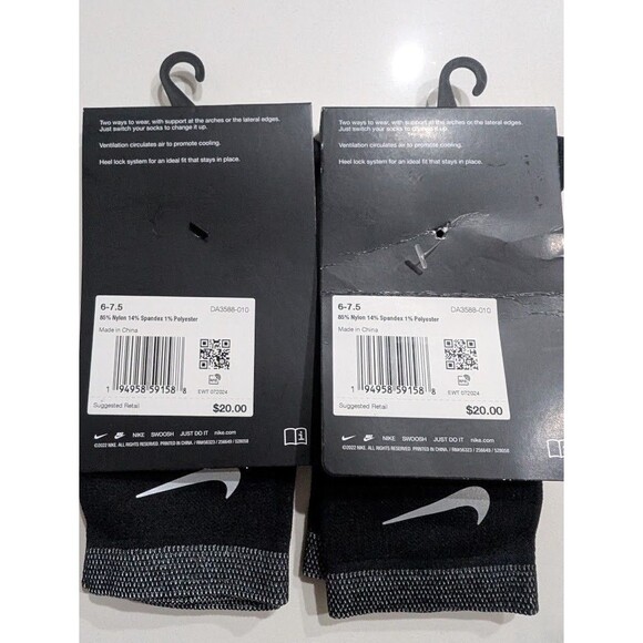 Lot of 2 Pairs Nike Spark Lightweight Running Socks Men's 6-7.5 / Women's 7.5-9 - Picture 2 of 4